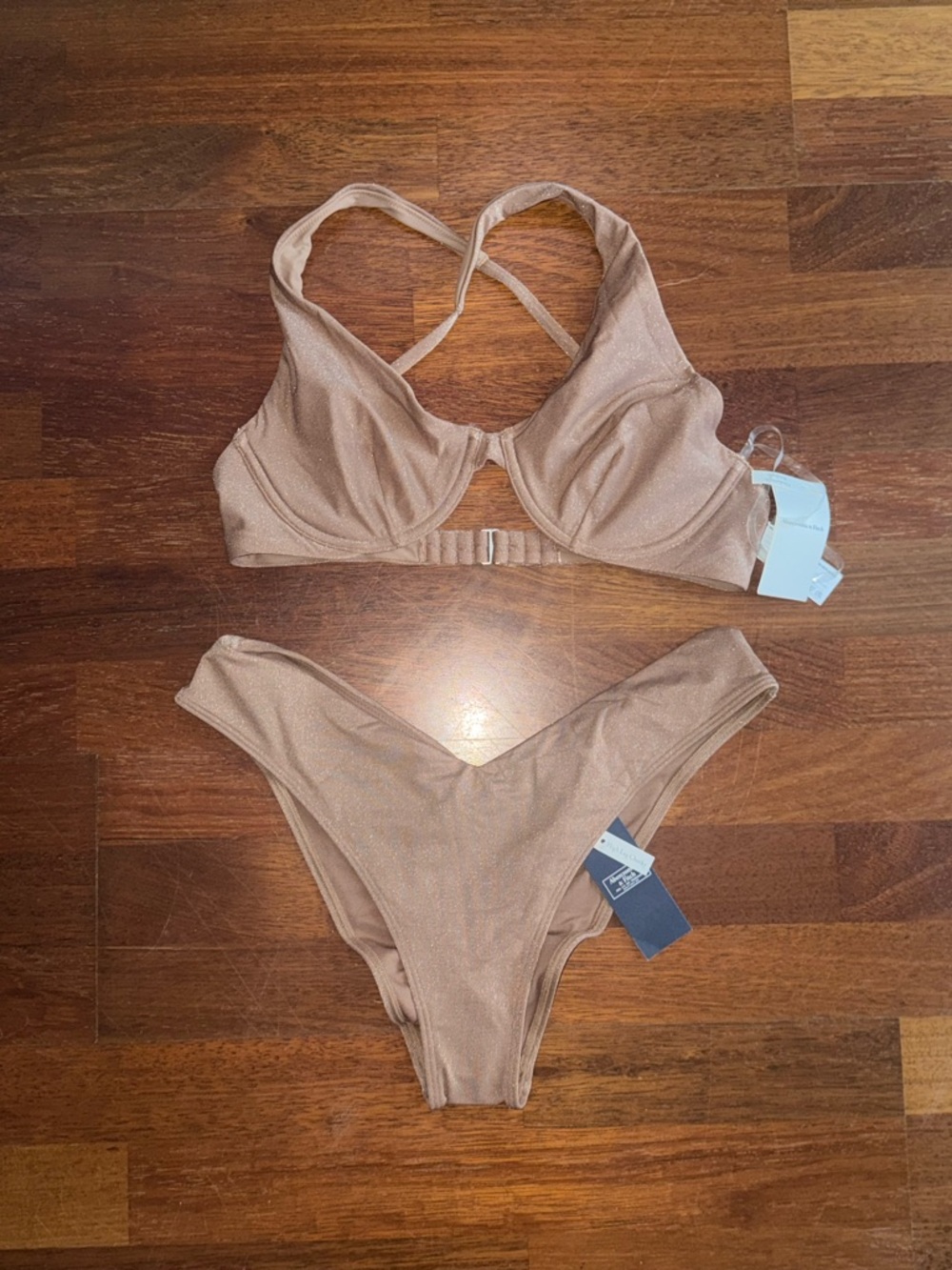 Abercrombie & Fitch Metallic Nude Underwire Bikini Set